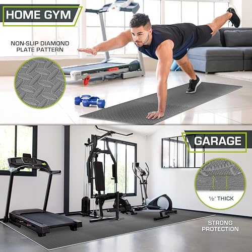 ProsourceFit Exercise Puzzle Mat 1/2-inch, EVA Interlocking Foam Floor Tiles for Home Gym, Workout Equipment, Kids Play Areas, Gray, 144 SQ FT - 36 Tiles