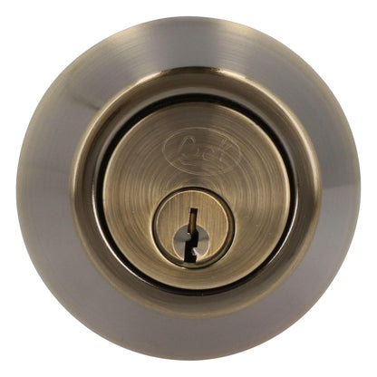 Lock 14CE Cerrojo residencial función doble, latón antiguo, llave estándar, blíster