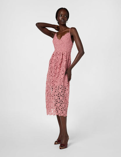ASTR the label Vestido Midi sin Mangas y con Encaje. Vestido para Mujer