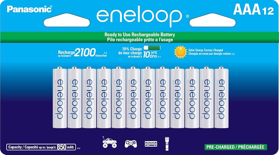 Panasonic BK-4MCCA12SA - Baterías recargables, Eneloop AAA 2100 Cycle Ni-MH