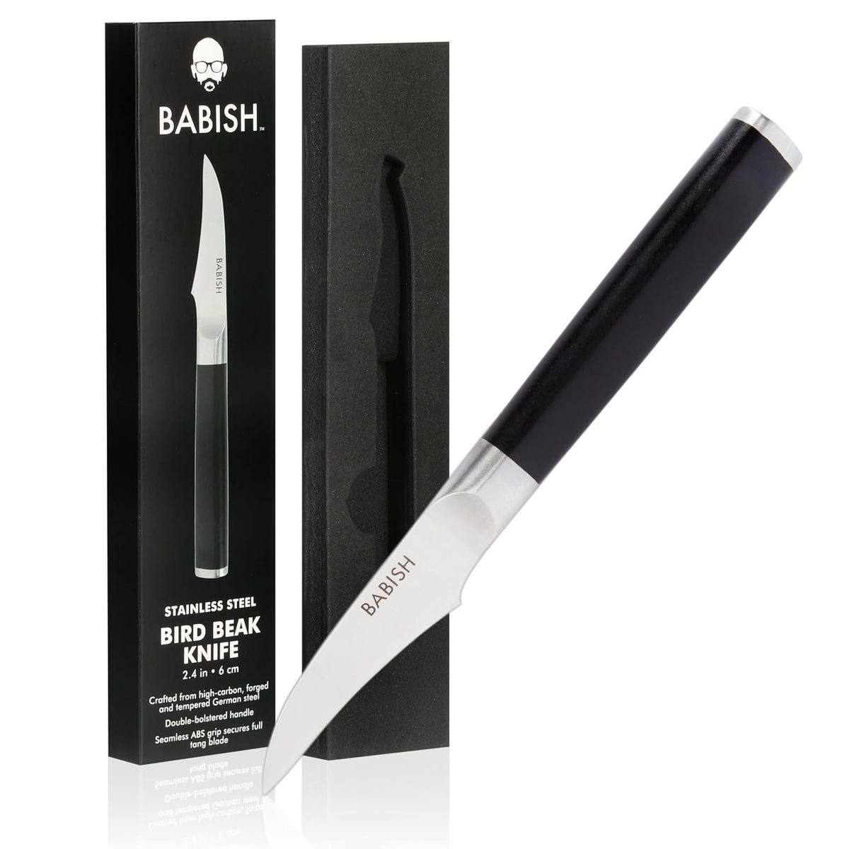 Babish Set de 4 Cuchillos para Carne de Acero Alemán - 3" - Cuchillo de pico de pájaro de acero inoxidable de alto carbono