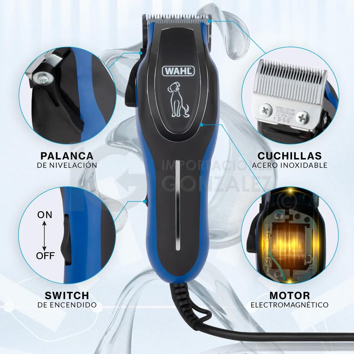 Maquina Rasuradora Para Cortar Pelo De Perro Wahl Pet Pro 3023915 Kit Para Mascotas Con 4 Peines Guía