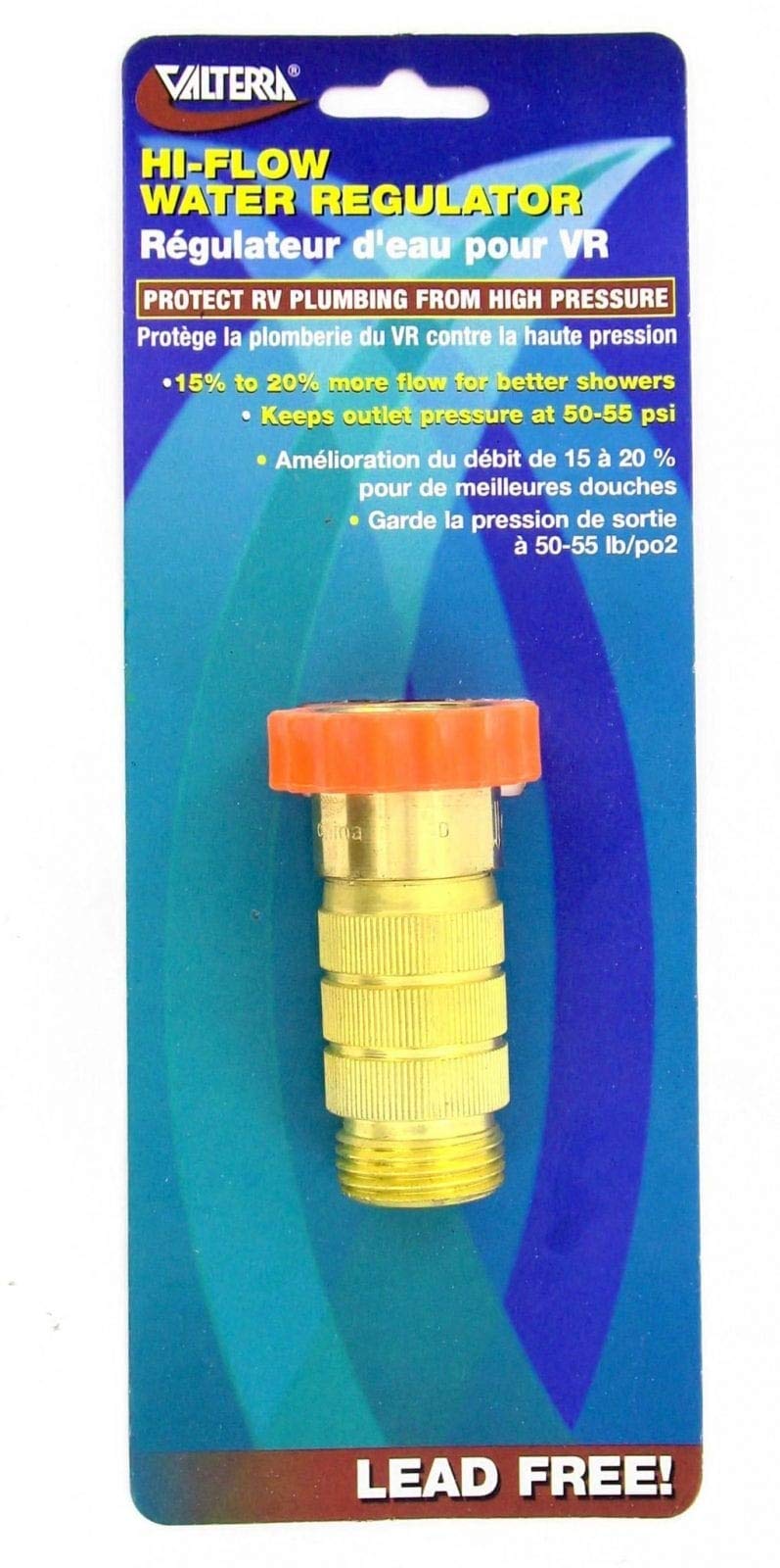 Valterra Regulador de Agua Latón sin Plomo para Caravana RV 50-55 PSI