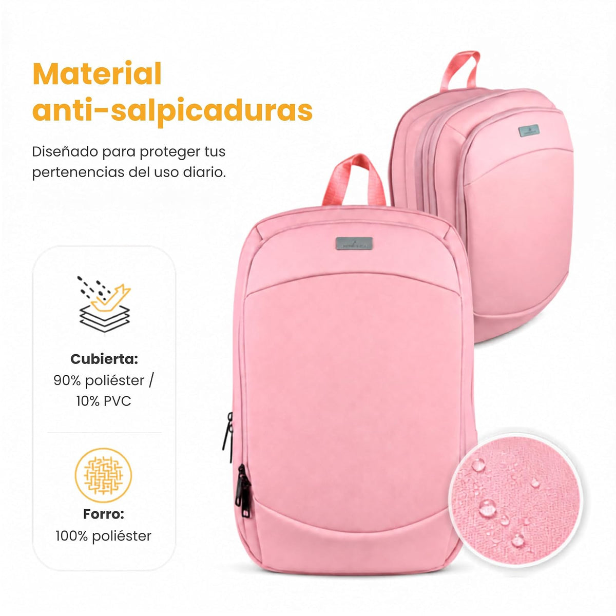 PERFECTCHOICE Mochila para laptop 15.6" Anti-salpicaduras Expandible PC-085140 Obsidia Color Rosa