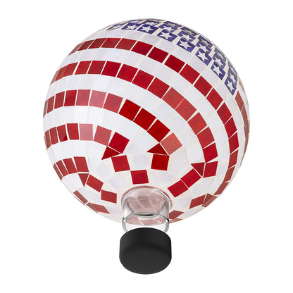 Alpine Corporation Globo de Vidrio con Mosaico de 10" de Diámetro para Interior/Exterior, Decoración de Jardín con Diseño Patriótico
