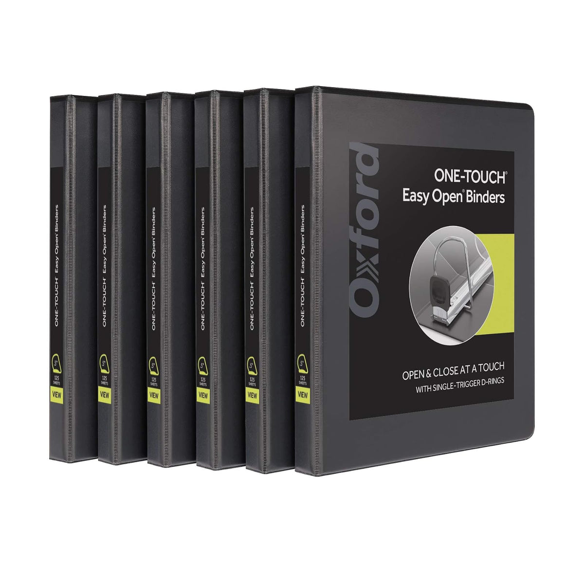 Oxford - Carpeta de 3 anillas, anillos en D fáciles de abrir de 0.5 pulgadas, carpetas duraderas para la escuela y la oficina, cubiertas de carpeta, bisagra Xtralife, antiadherente, sin PVC, negro,