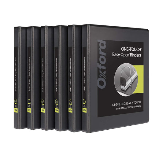 Oxford - Carpeta de 3 anillas, anillos en D fáciles de abrir de 0.5 pulgadas, carpetas duraderas para la escuela y la oficina, cubiertas de carpeta, bisagra Xtralife, antiadherente, sin PVC, negro,