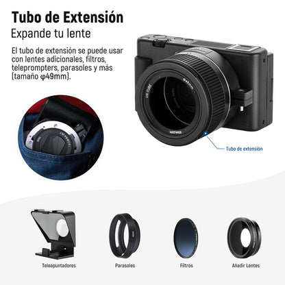 NEEWER Lente Gran Angular para Sony ZV1 Cámara, 2 in 1, Negro Frame | 18mm HD Wide Angle & 10x Macro Additional Lente, con Extension Tube, Bayonet Montura Lente Adaptador, Paño de Limpieza