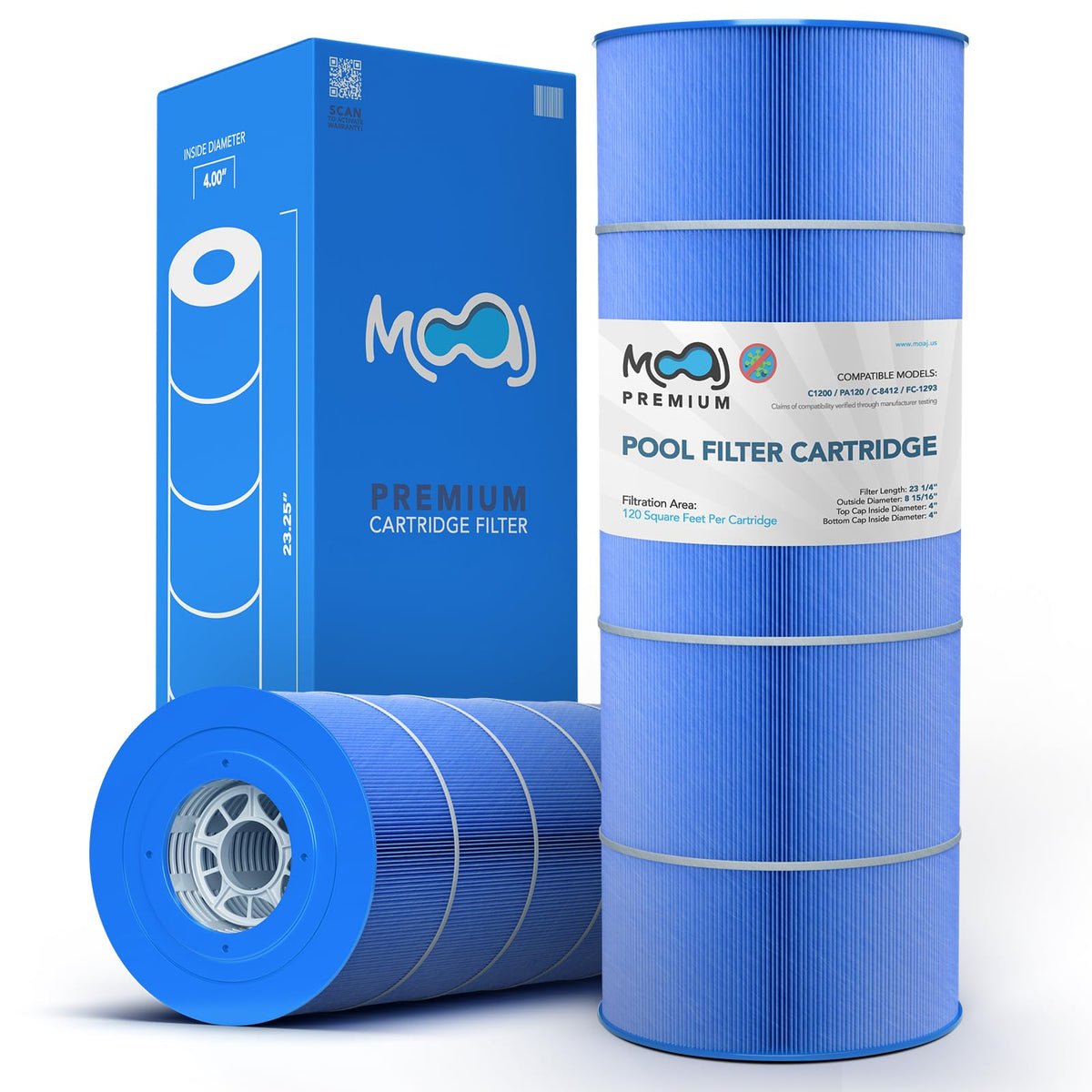 Fabricado en Estados Unidos - Cartucho de filtro premium que sustituye a Hayward C1200, CX1200RE, Pleatco PA120, Unicel C-8412, Filbur FC-1293, Clearwater II 125, PA120-M Waterway Pro Clean PCCF-125 Filtros de piscina con infusión de asepsis