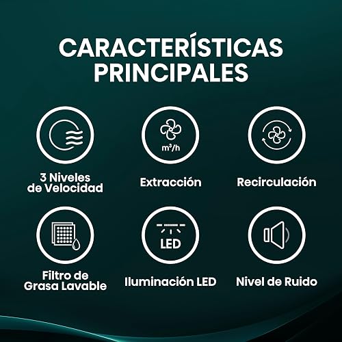 Hisense HUH701BS-Campana de Cocina,76cm, 3 Velocidades, Acero Inoxidable | Extracción, Nivel de Ruido, Recirculación, Iluminación LED, Diseño de Campana Telescópica, Filtro de Grasa Lavable