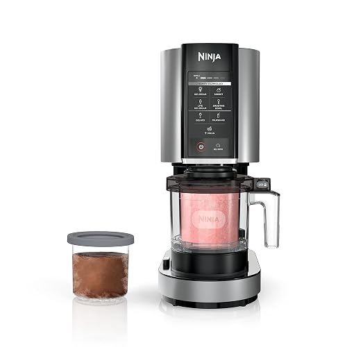 Ninja CREAMi Máquina para Helados 7 Programas 2 Recipientes NC301LAA | Transforma Ingredientes Congelados en Helado Cremoso | 7 Programas en 1 Botón | 2 Recipientes con Tapa