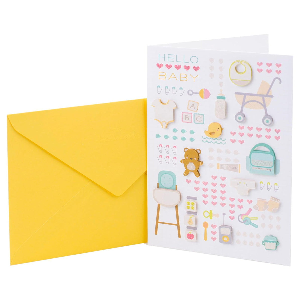 Hallmark Signature - Tarjeta de baby shower para padres nuevos (iconos del bebé) a un bebé, felicitaciones, revelación de género