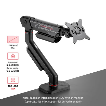 ROG Ergo - Brazo para Monitor (AAS01R) – Soporte mecánico para Monitor con Abrazadera de computadora y Montaje en Ojal, soporta hasta 49 Pulgadas * Dentro de 13,5 kg, pivote/Giratorio/rotación/Altura