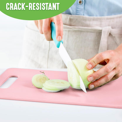 GreenLife - Juego de 2 tablas de cortar para cocina, apto para lavaplatos, extra duradero, rosa suave