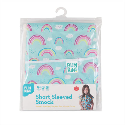 Bumkins Kids Short Sleeve Smock, Waterproof, Art, Crafts, Play, Washable, Stain & Odor Resistant, 3-7 Years, Rainbows