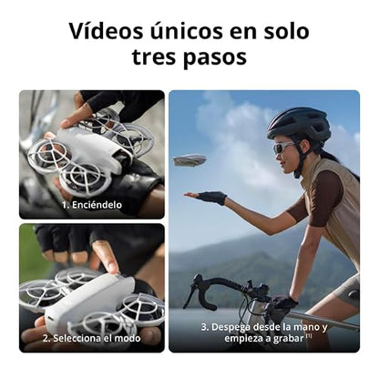 DJI Neo, dron mini con cámara 4K UHD para adultos | 135 g dron que vuela siguiéndote, despega desde la mano, seguimiento de objetivos, QuickShots (sin control remoto)