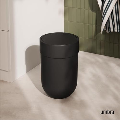 Umbra Touch Bote de Basura Pequeño con Tapa para Baño u Oficina, 6L, Negro