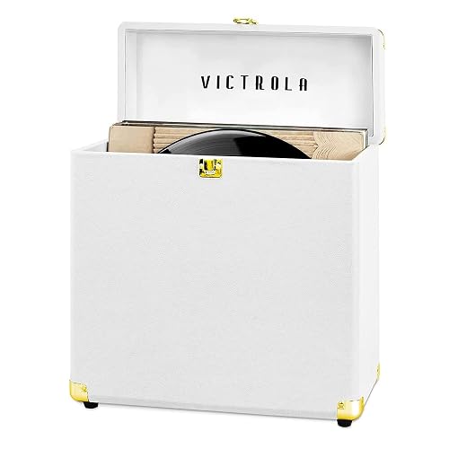 Victrola Collector - Maleta para Almacenamiento de Discos de Vinilo, Capacidad para más de 30 LPs - Blanco
