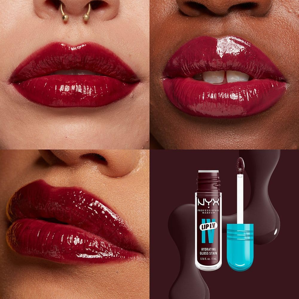 NYX Professional Makeup, Lip IV Tinta para Labios Hidratante con Efecto Gloss- Tono Mauve N Moist (Rojo Vino)