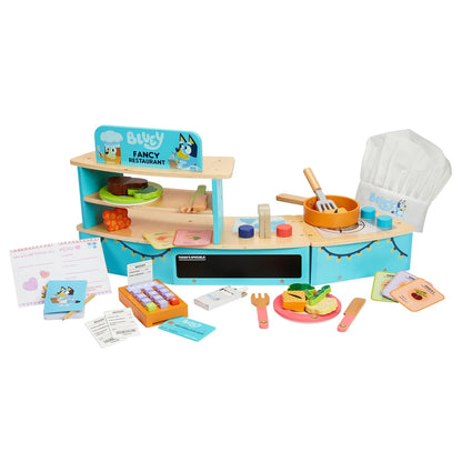 Bluey Juego de Mesa Restaurante, Juego de Cocina para niños con Utensilios para Juegos de simulación y diversión Familiar, Juego de Restaurante - Restaurante de mesa