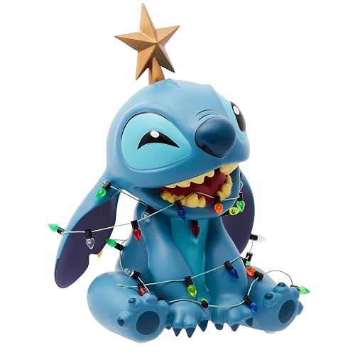 Enesco Disney Showcase Stitch Envuelto en Luces de Navidad Figurilla, 7.5 Pulgadas, Multicolor