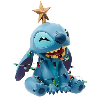 Enesco Disney Showcase Stitch Envuelto en Luces de Navidad Figurilla, 7.5 Pulgadas, Multicolor
