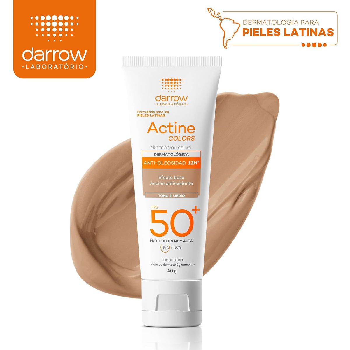 Darrow Actine Colors Protector Solar Facial FPS50+ Tono Medio, 40g