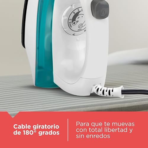 Black+Decker Plancha de Vapor 1100W con Suela Antiadherente, IRBD100 | Golpe de vapor y rocío fino para arrugas díficiles