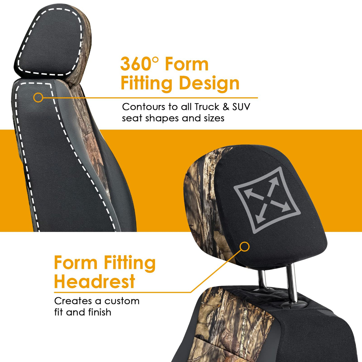 LPI Truck Mossy Oak Fundas de Asiento Delanteras para SUV y Camión, Bolsillos de Almacenamiento, Organizador Molle, 1370059