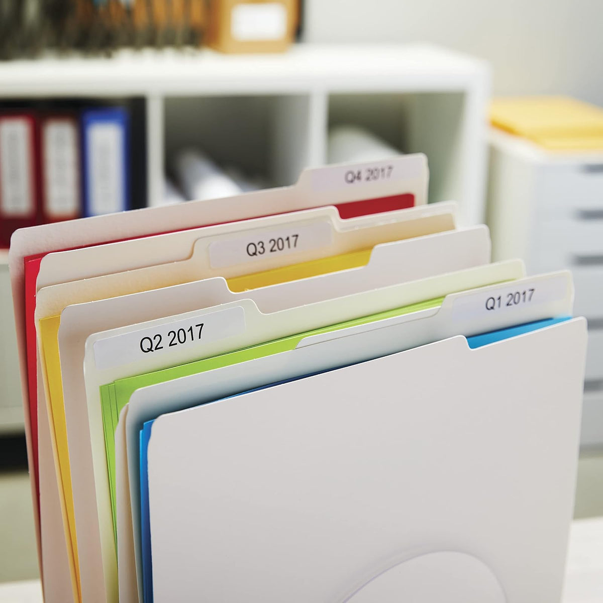 DYMO - Etiquetas de carpetas de archivos auténticas LW 1-Up para impresoras de etiquetas LabelWriter, blanco, 9/16 pulgadas x 3-7/16 pulgadas, 6 rollos de 130 (780 en total)