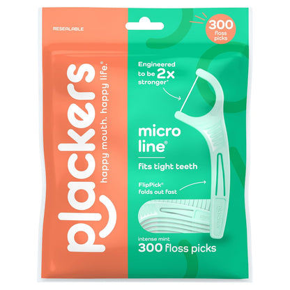 Plackers Micro mint dental floss picks, 300 count, 300 Count