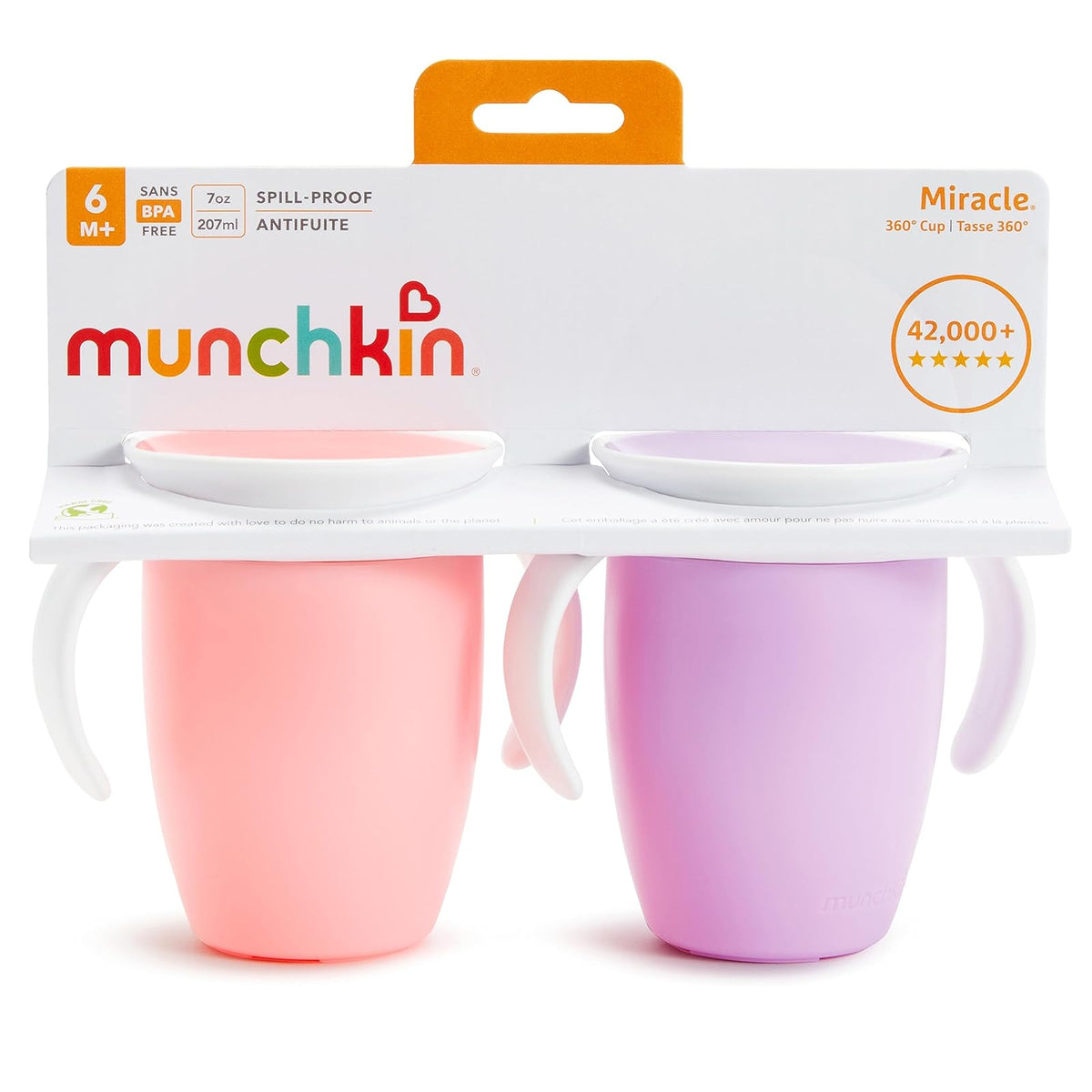 Munchkin Miracle 360 - Taza de entrenamiento, color verde y azul, Rosado/Púrpura