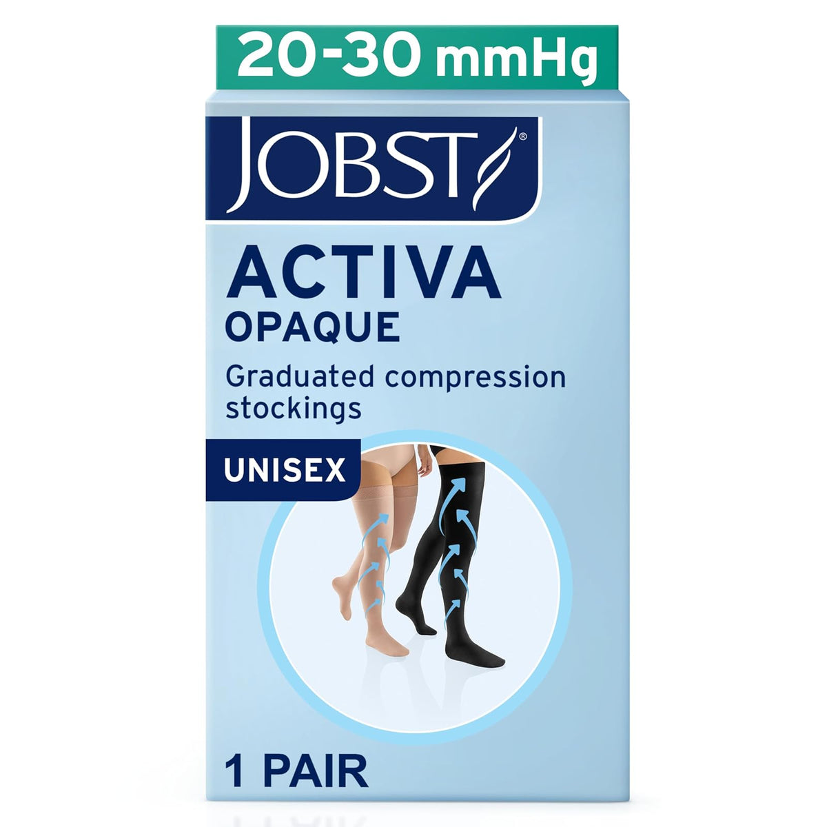 JOBST Activa Calcetines de Compresión 20-30 mmHg Muslo Cerrado Beige | Puntera cerrada, beige sedoso, S