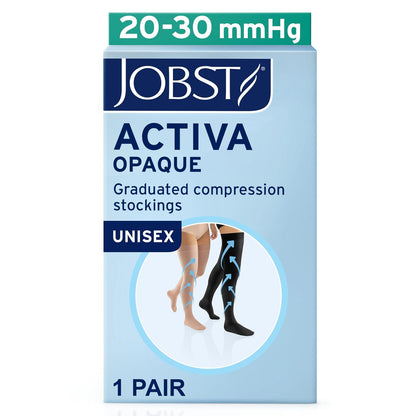 JOBST Activa Calcetines de Compresión 20-30 mmHg Muslo Cerrado Beige | Puntera cerrada, beige sedoso, S