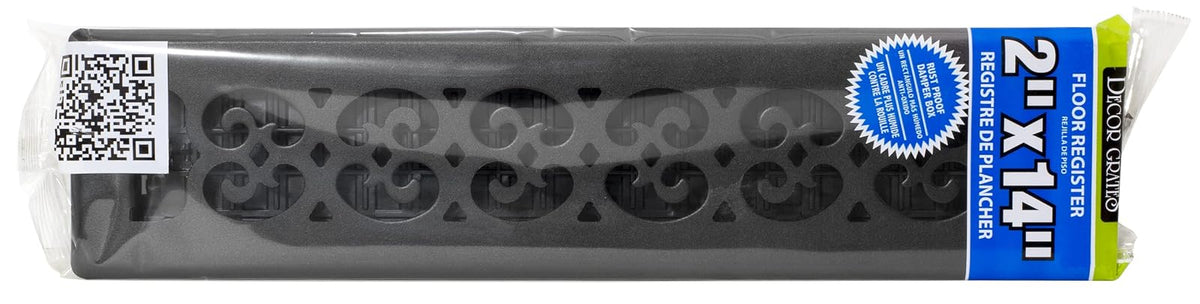 Decor Grates ST214 - Registro de piso con diseño de pergamino, 2 x 14 pulgadas, color negro texturizado