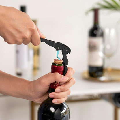 True Truetap - Abrebotellas de vino de camarero con doble bisagra, abrebotellas de vino de acero inoxidable con cortador de aluminio integrado, herramientas de bar para el hogar, accesorios de carrito