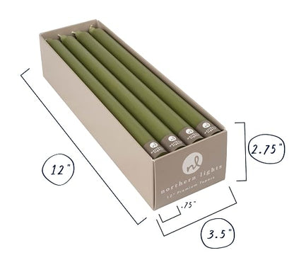 Northern Lights Candles Nlc Premium Tapers 12 Piezas Verde Musgo 12 Pulgadas
