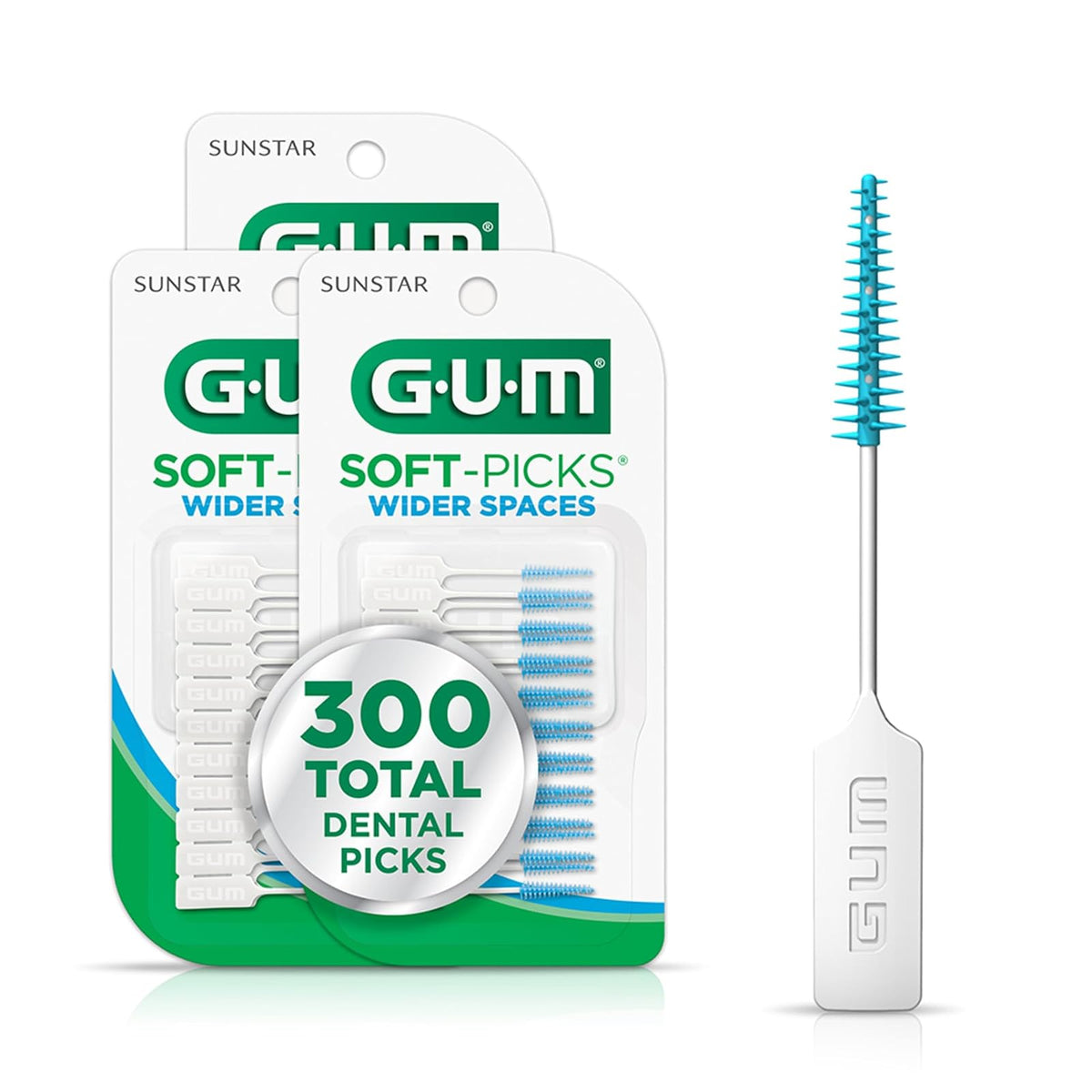 GUM Púas Blandas para Espacios Amplios, 100 Unidades (Pack de 3)