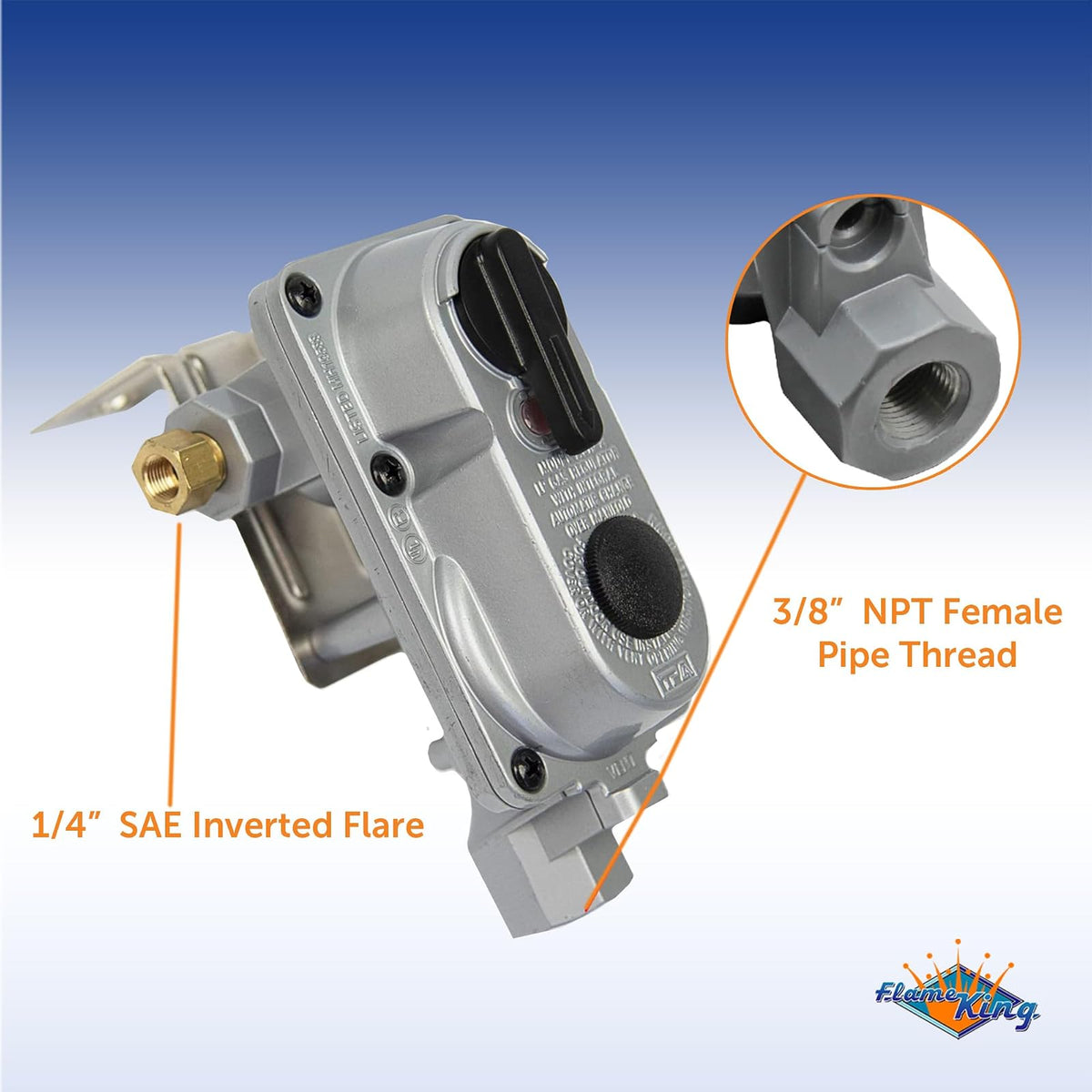 Flame King ACR-2a Regulador de gas propano LP de cambio automático de 2 etapas para caravanas, furgonetas y remolques (sin coletas)