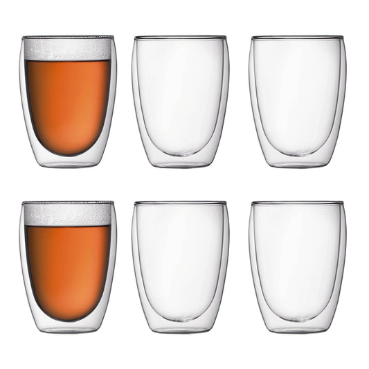Bodum - 4559-10-12US Bodum Pavina Double Wall Insulated Glasses, 12 Oz. (6-Pack), Clear