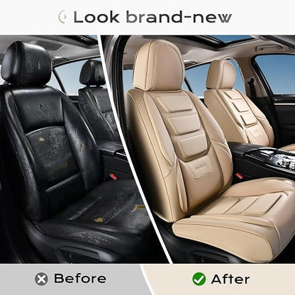 Coverado Fundas de Asiento de Automóvil Delantero Piel Napa Impermeable Universal