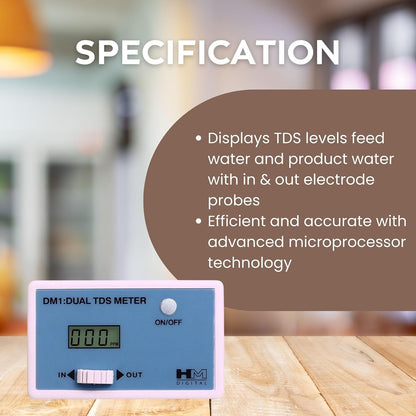 HM Digital DM-1 In-Line Dual TDS Monitor, 0-9990 ppm Range, +/- 2% Readout Accuracy
