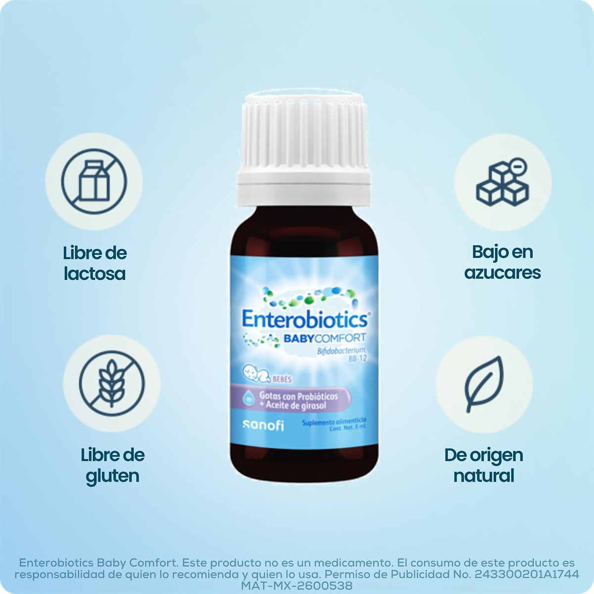 Enterobiotics Baby Comfort suplemento alimenticio para bebé, frasco de 8 ml