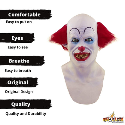 Máscara de Látex de Payaso Asesino de Miedo Terror con Pechera Ideal para Halloween por Ghoulish Productions