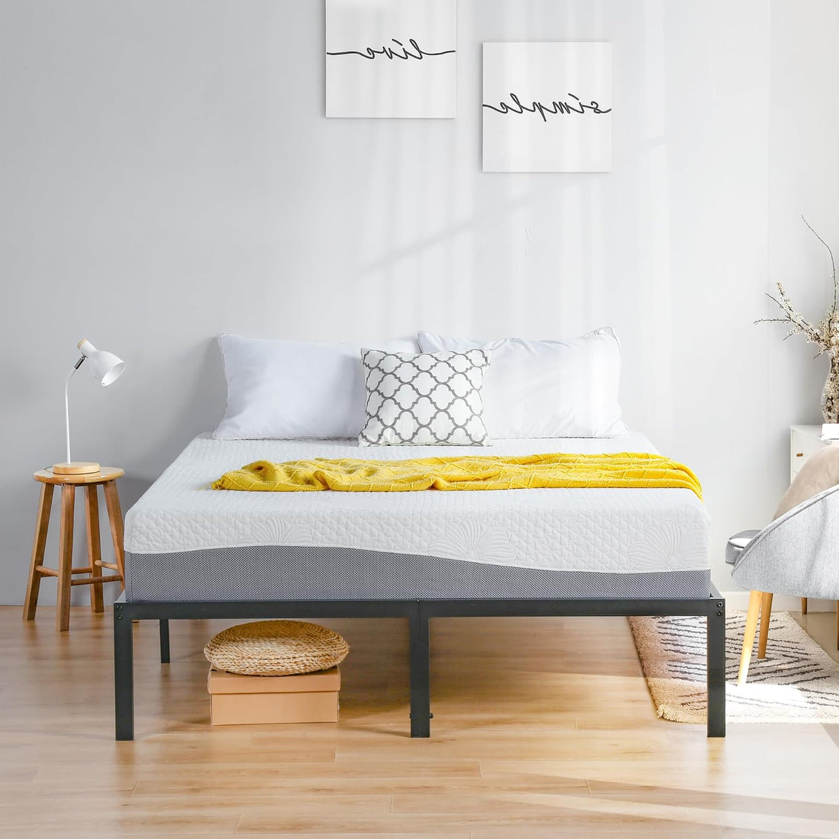 Olee Sleep Twin Mattress, 10 Inch Gel Memory Foam Mattress, Gel Infused for Comfort and Pressure Relief, CertiPUR-US Certified, Bed-in-a-Box, Medium Firm, Grey, Twin Size