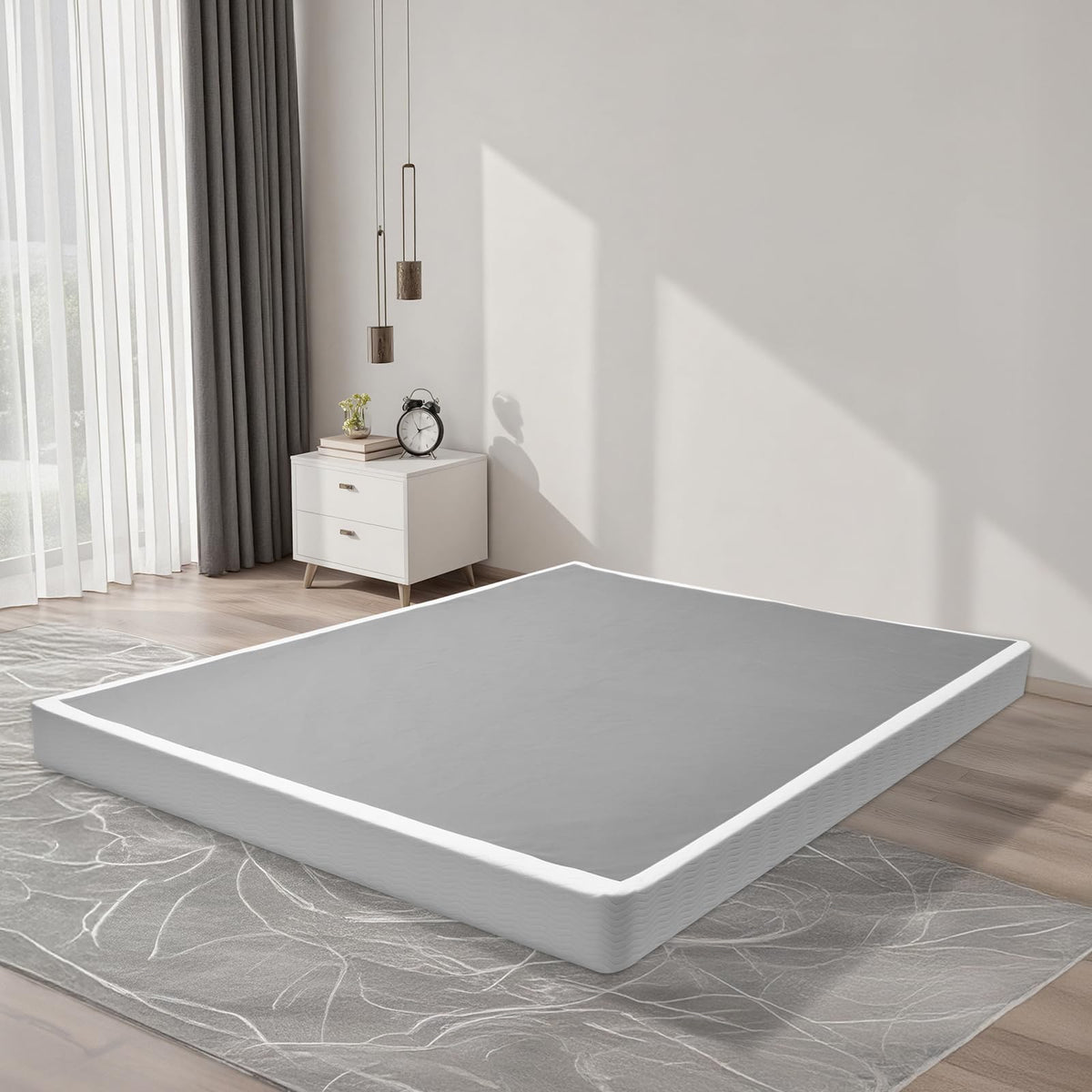 VEVOR - Somier de cama tamaño Queen con tela lavable, marco de metal resistente para cama Queen, base de colchón de 5 pulgadas, capacidad máxima de peso de 3500 libras, fácil montaje, 79.1 pulgadas de