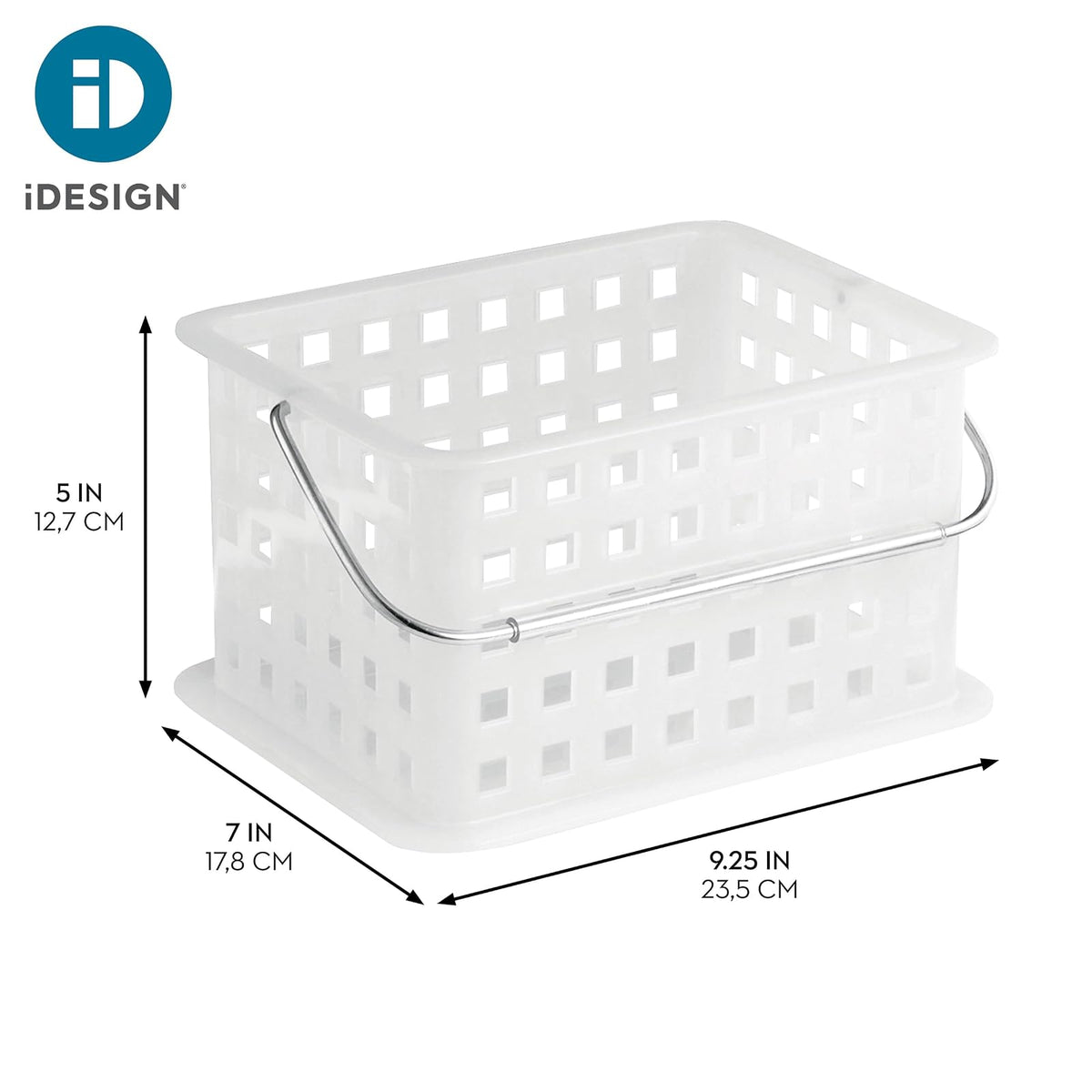 InterDesign Canasta de SPA, Pequeño, Frost (Blanco) | Con asa, portátil, para recámara o baño