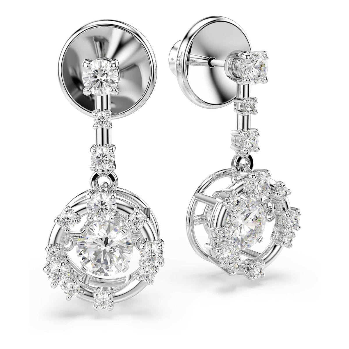 Swarovski Colección Constella - Piedra danzante de corte redondo, color blanco, chapado en rodio