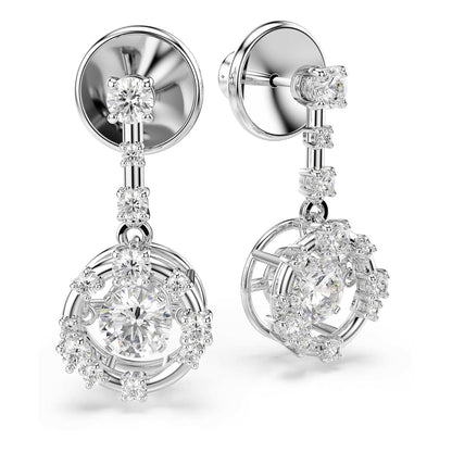 Swarovski Colección Constella - Piedra danzante de corte redondo, color blanco, chapado en rodio