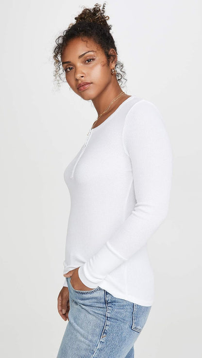 Splendid - Camisa térmica Henley de Manga Larga para Mujer